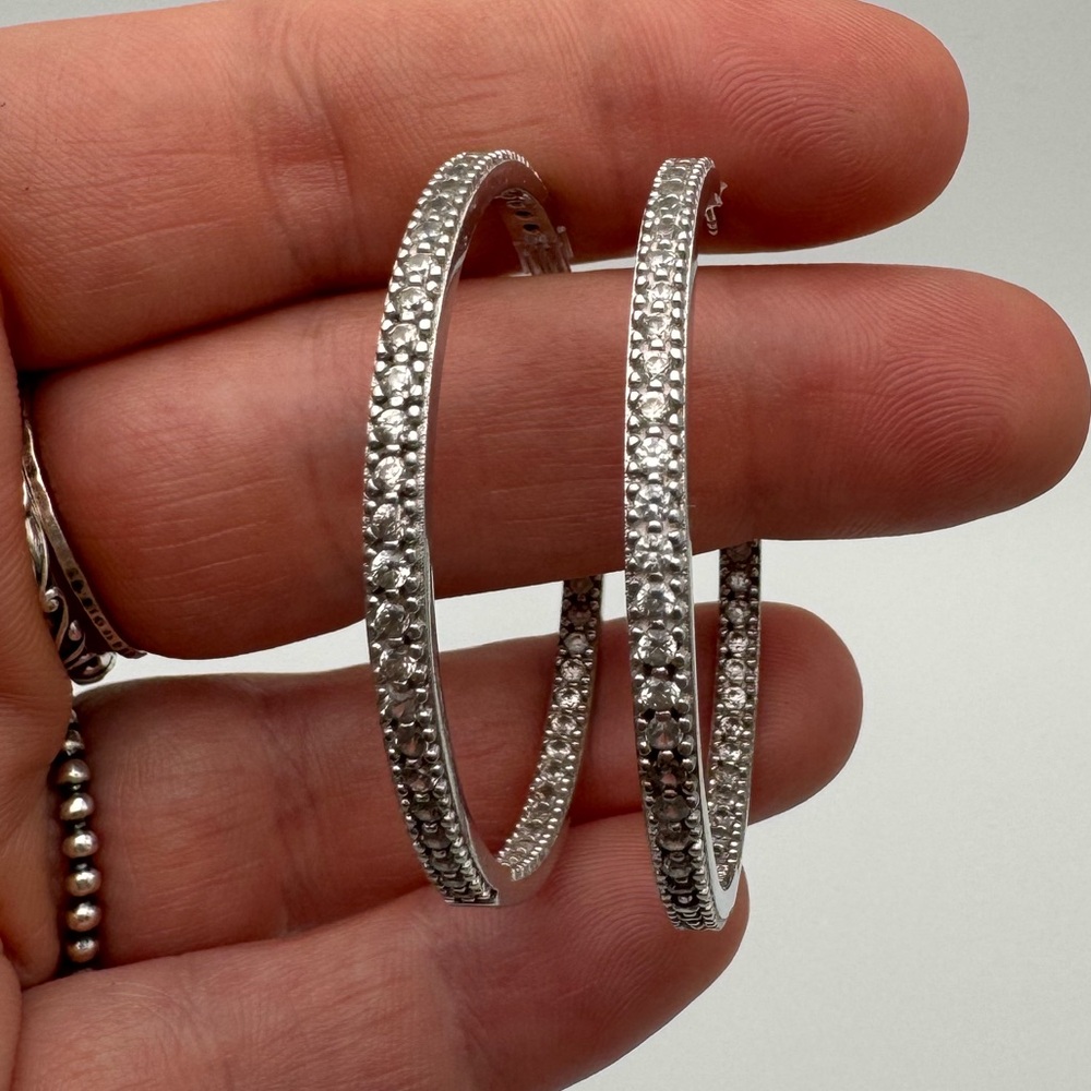 Sterling Silver 925 Gemstone Hoop Earrings